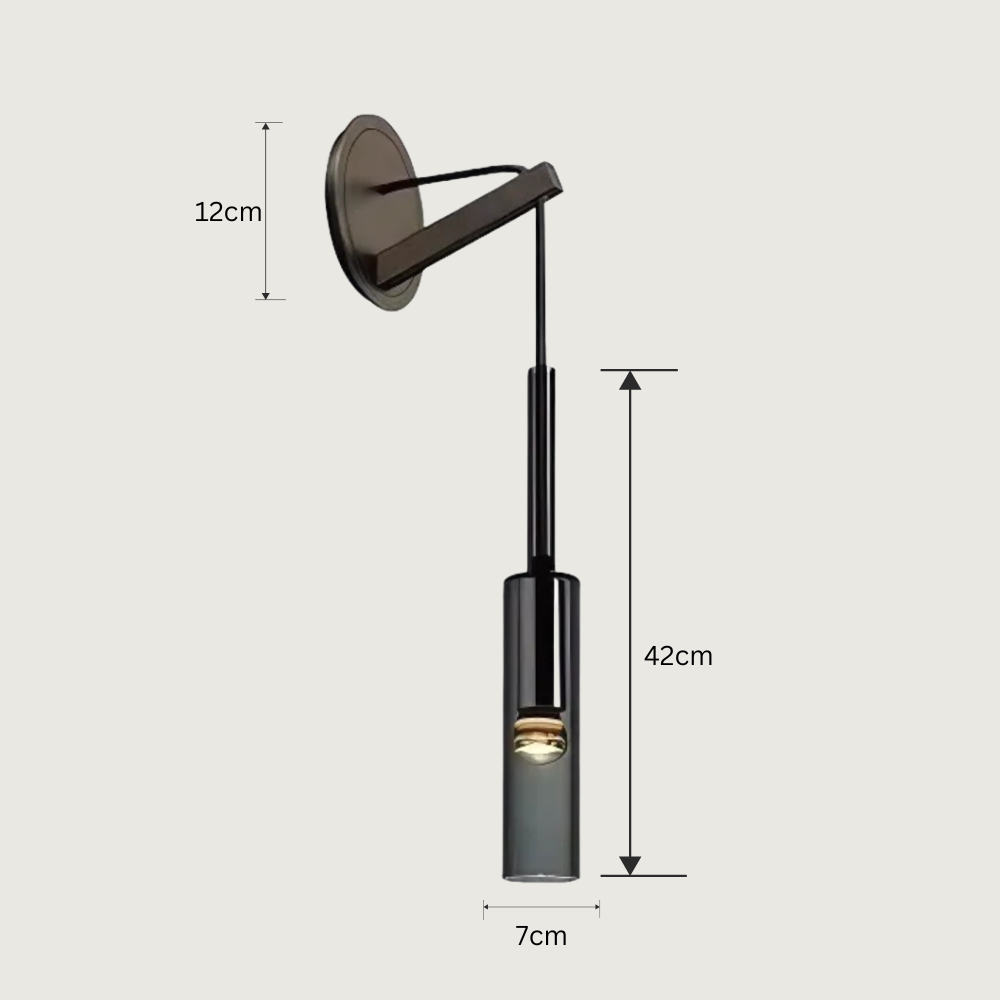 Haleya - Lámpara de Pared de Cristal Ahumado Estilo Escandinavo - Iluminación Elegante para Hogar