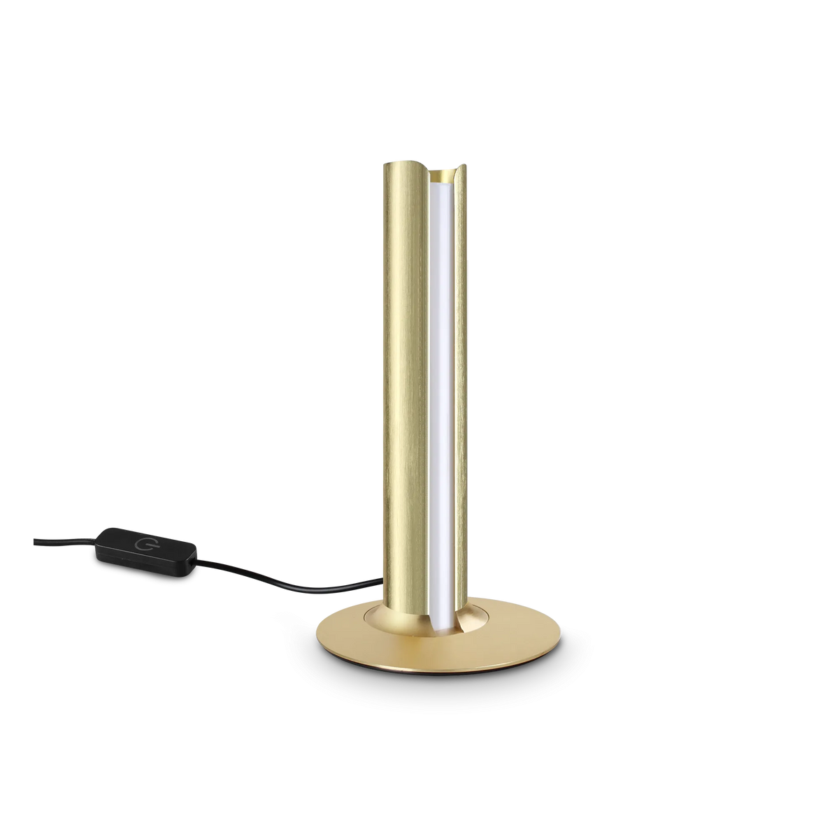 Lámpara de mesa LED cilíndrica Ostela – en latón cepillado