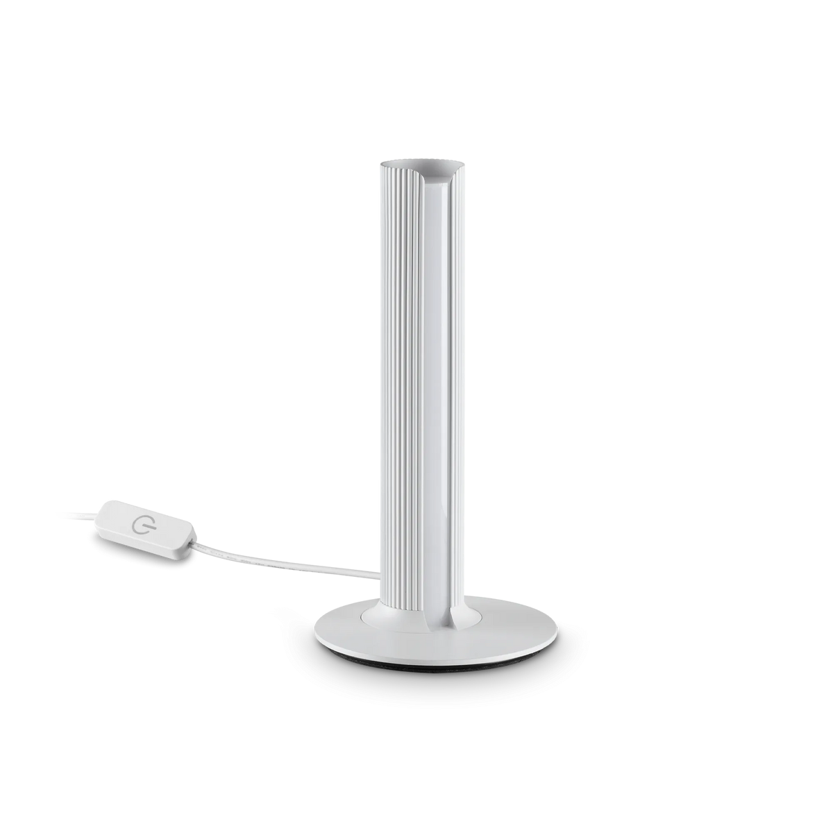 Lámpara de mesa LED cilíndrica Ostela – en blanco acanalado