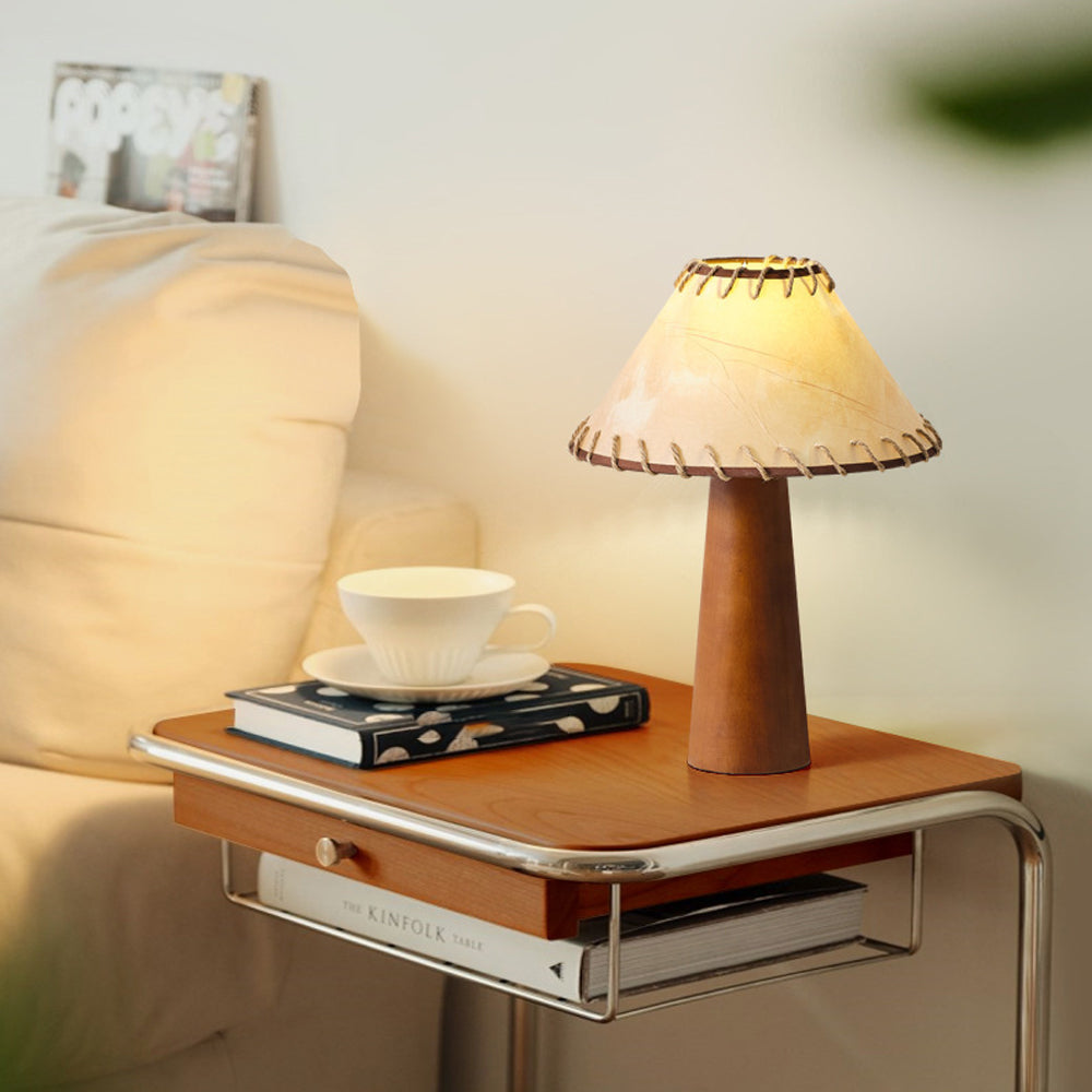 Lámpara de mesa seta de madera Lunseta en un salón de estilo mid century – imagen 3