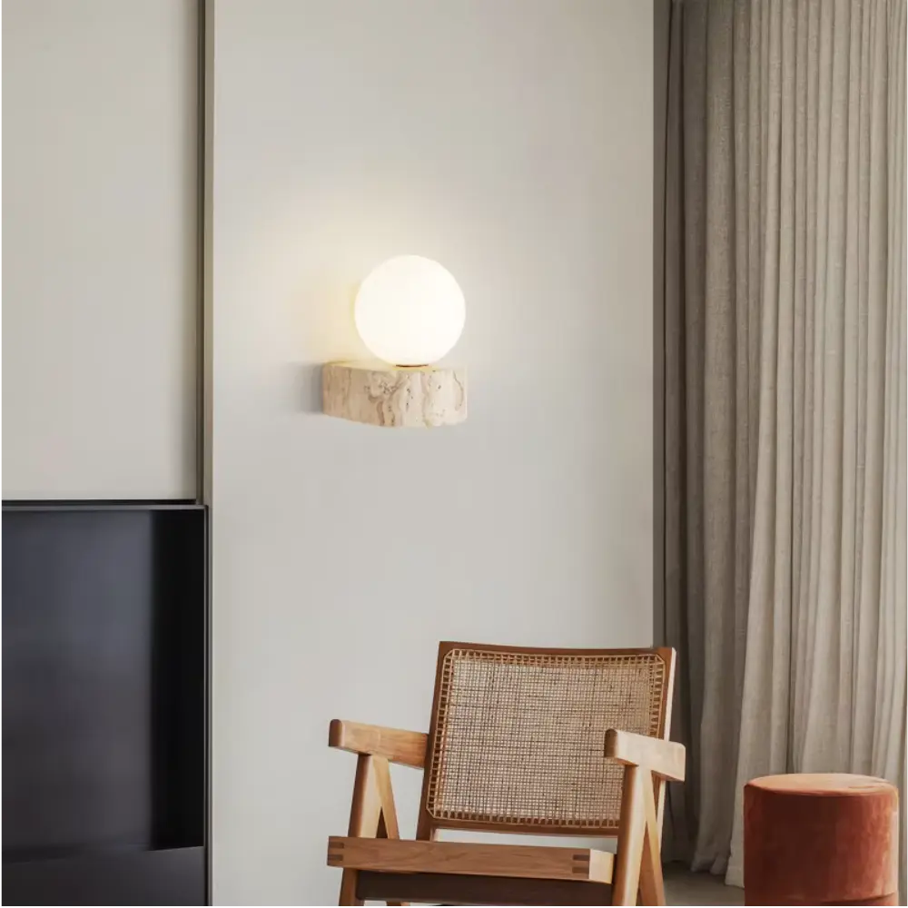Lunara - Lámpara de Pared LED en Piedra Natural y Vidrio