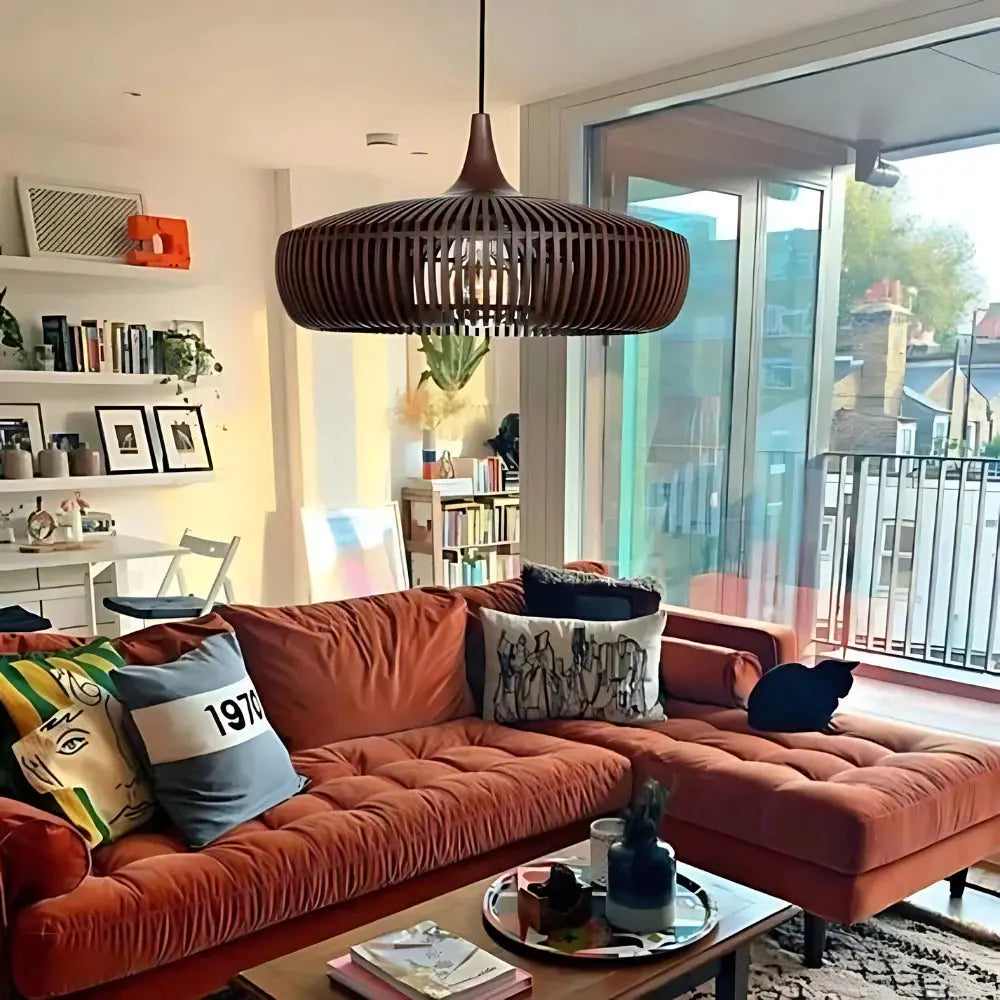 KaoriLuz - Lámpara Colgante de Madera con Estilo Japandi