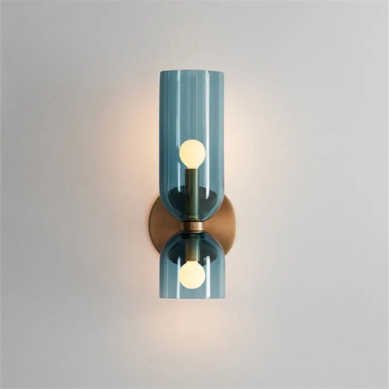 Astroclaro Celeste: Lámpara de Pared de Vidrio para Dormitorio – Azul/Gris/Blanco