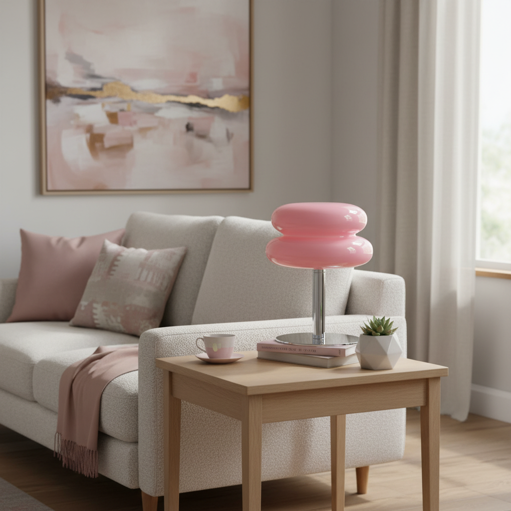 Lámpara de mesa Bauhaus Dulcela en un salón luminoso – imagen 16