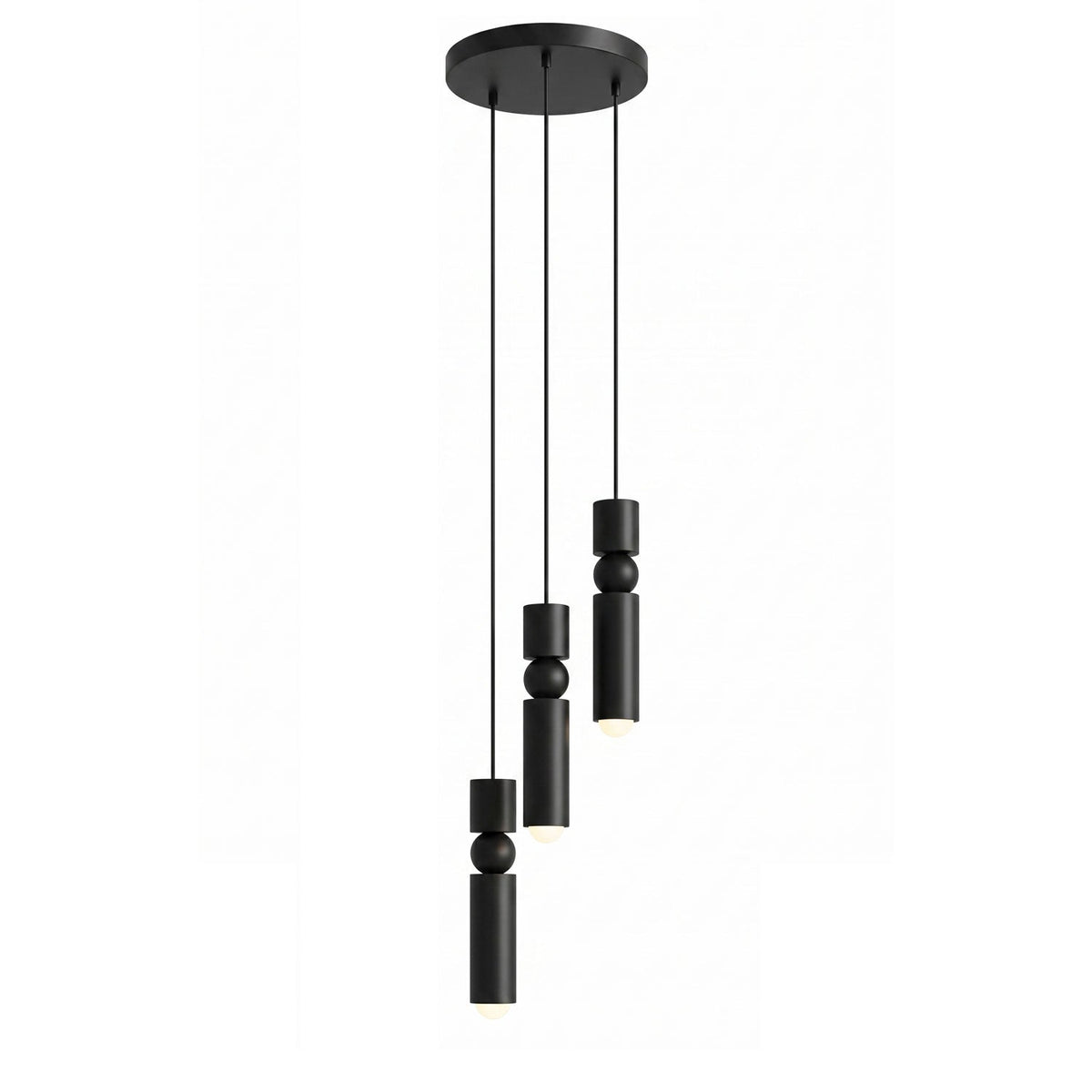 Lámpara colgante tubular Fustela – negra de 3 luces
