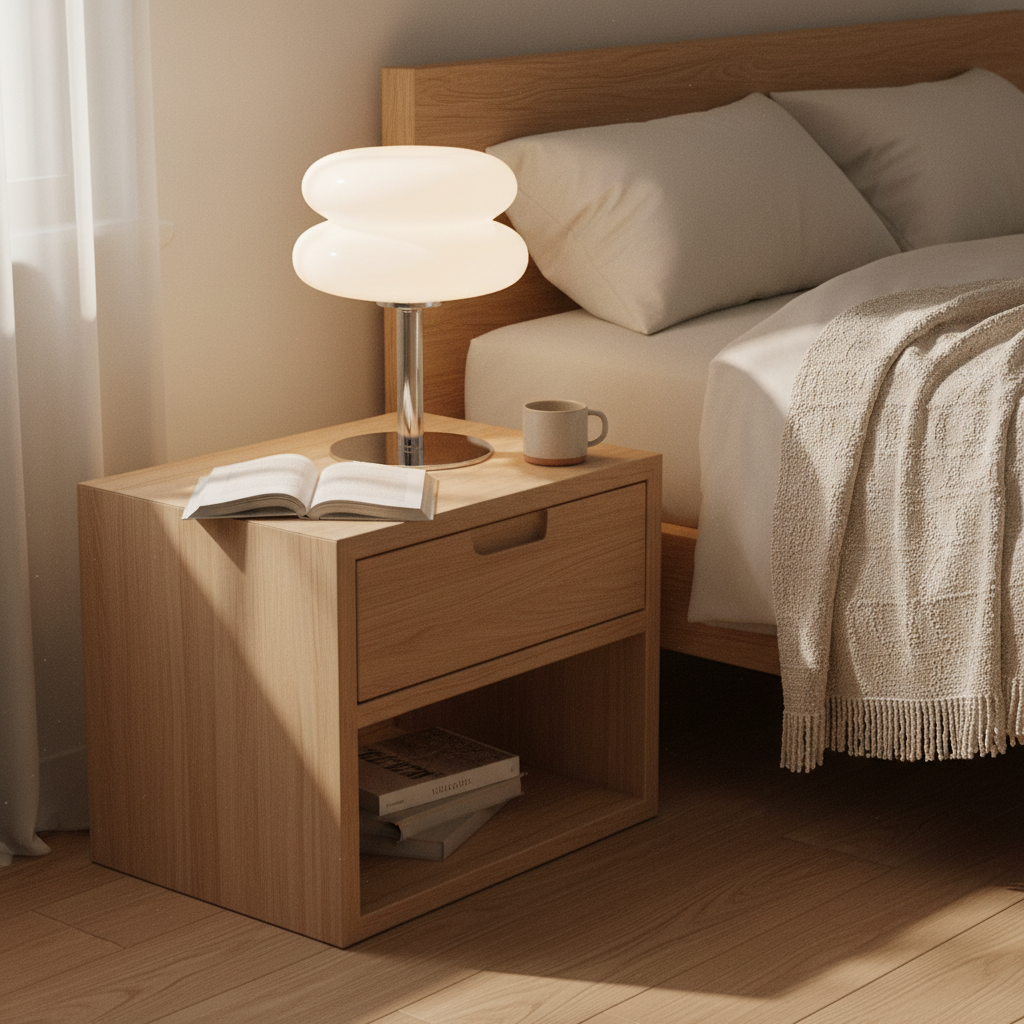 Lámpara de mesa Bauhaus Dulcela en un salón luminoso – imagen 23