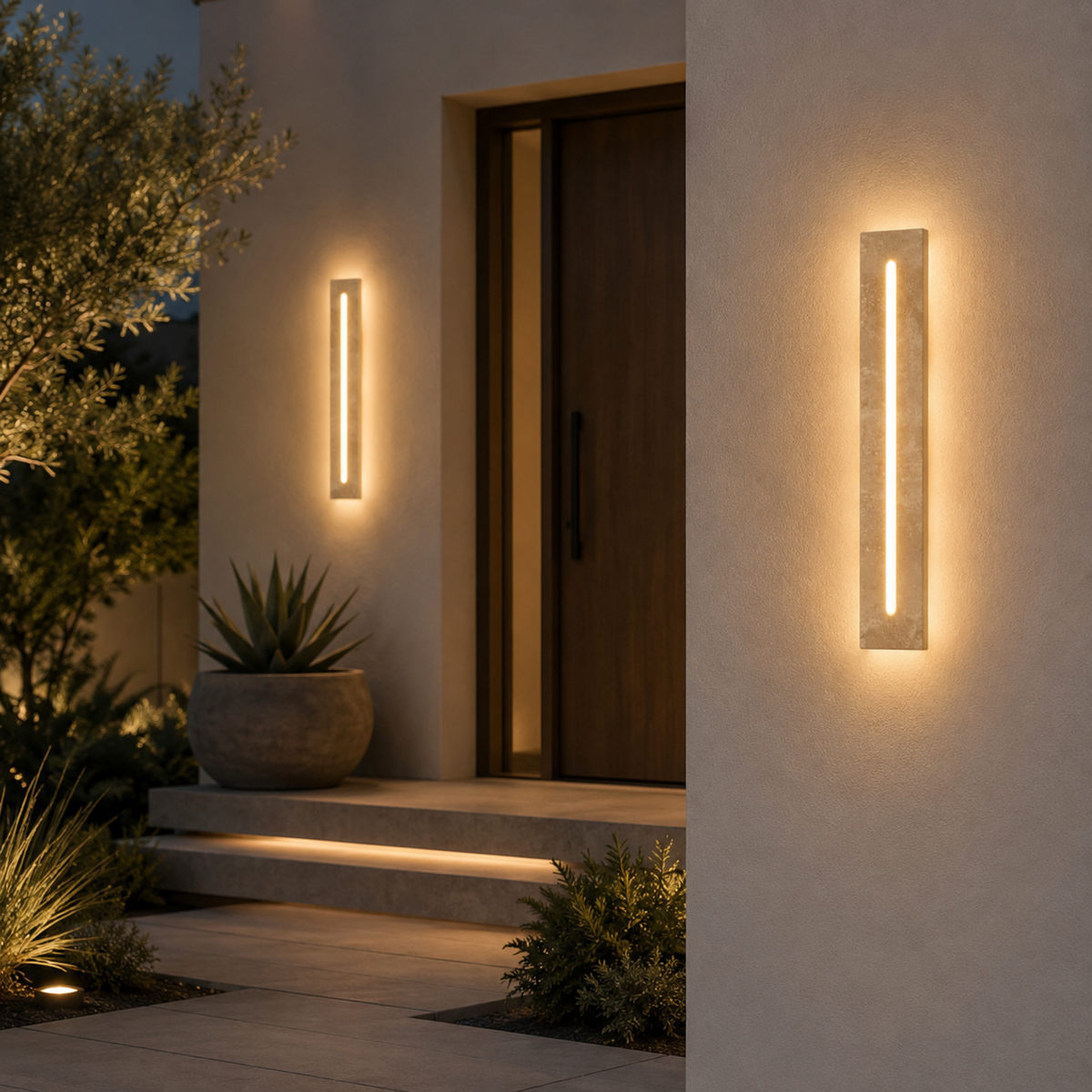 Aplique de pared exterior Urcalia de travertino – vista principal