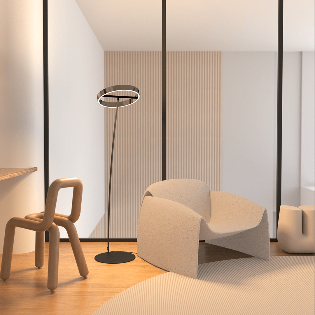 Lámpara de pie LED Rotela en un salón moderno – imagen 19