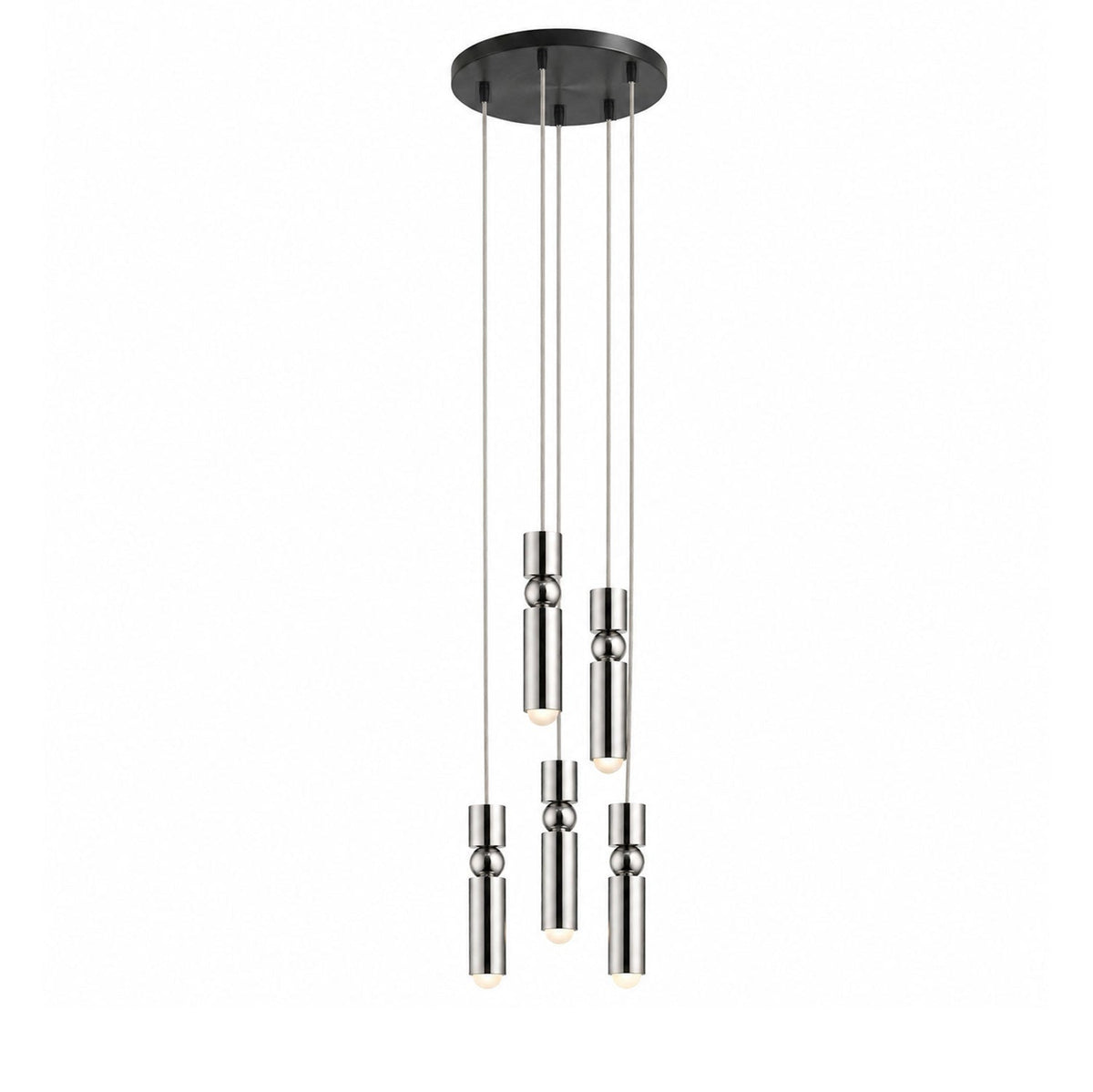 Lámpara colgante tubular Fustela – cromo de 5 luces