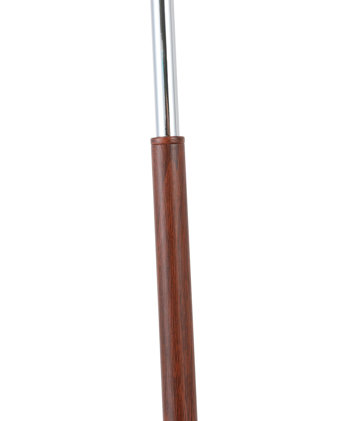 Lámpara de pie seta retro Fungela – fuste cromado con tramo efecto madera