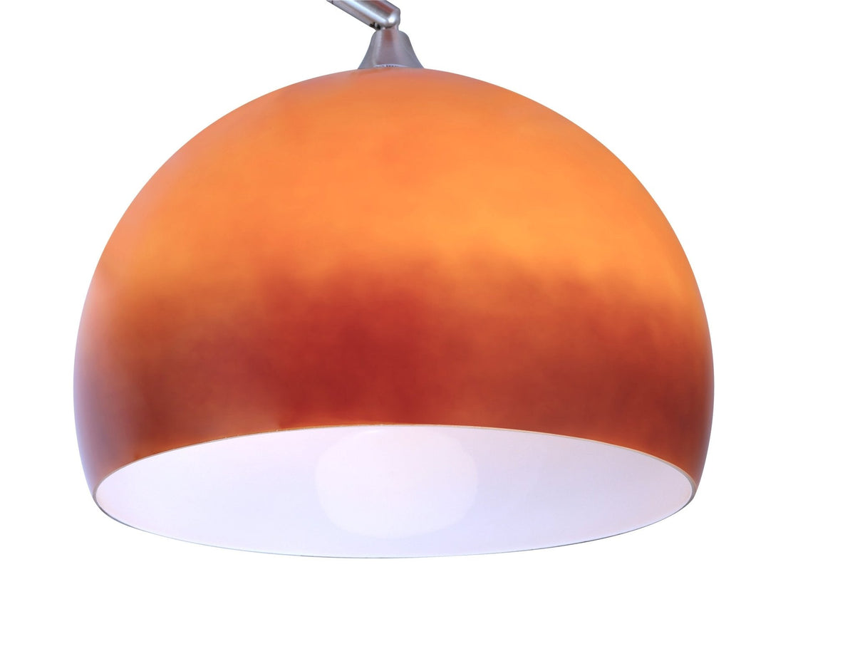 Lámpara de pie en arco Flamira – pantalla degradado caramelo