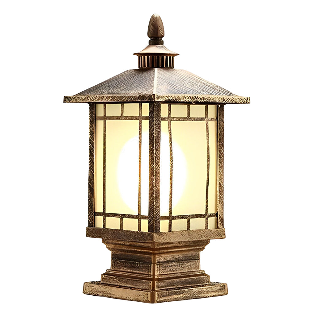 Farol de pilar exterior Kolmara – bronce rejilla rectangular