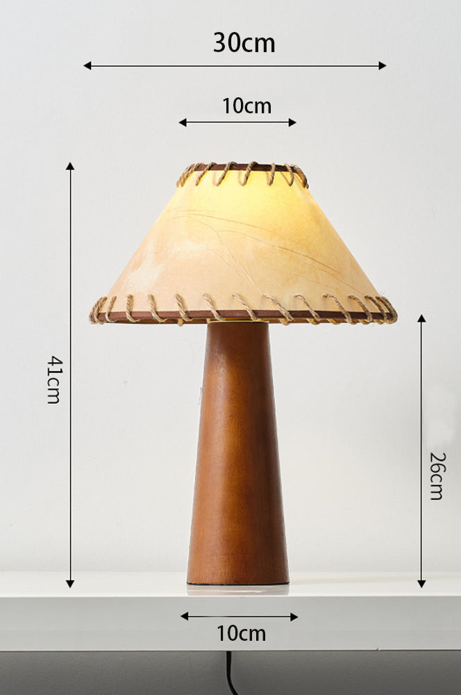 Lámpara de mesa seta de madera Lunseta – medidas en centímetros