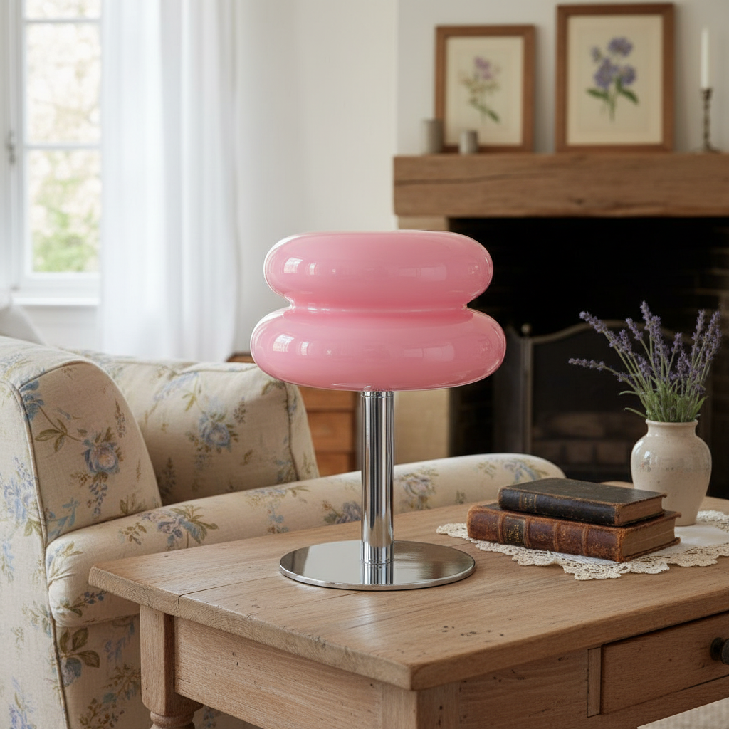 Lámpara de mesa Bauhaus Dulcela en un salón luminoso – imagen 12