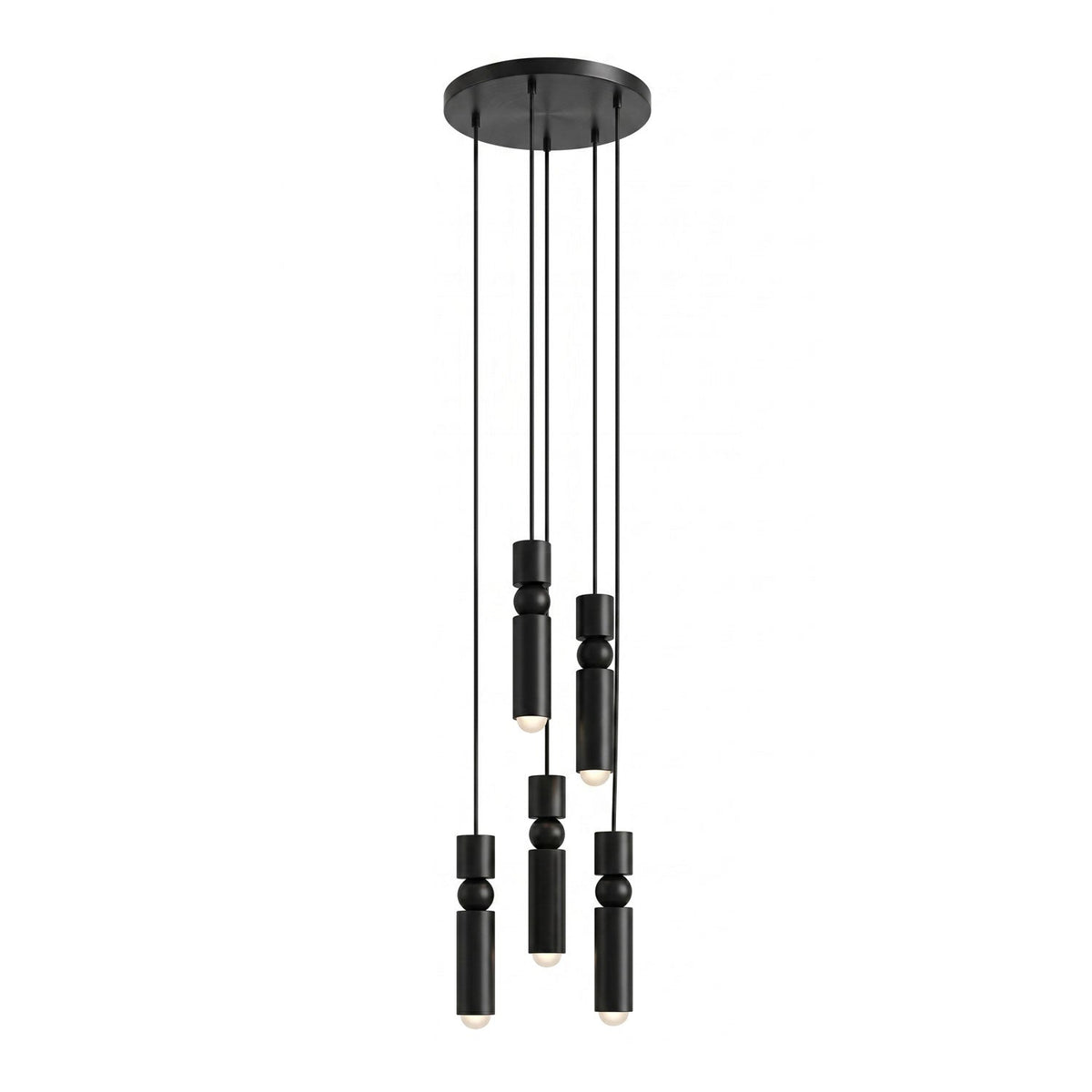 Lámpara colgante tubular Fustela – negra de 5 luces