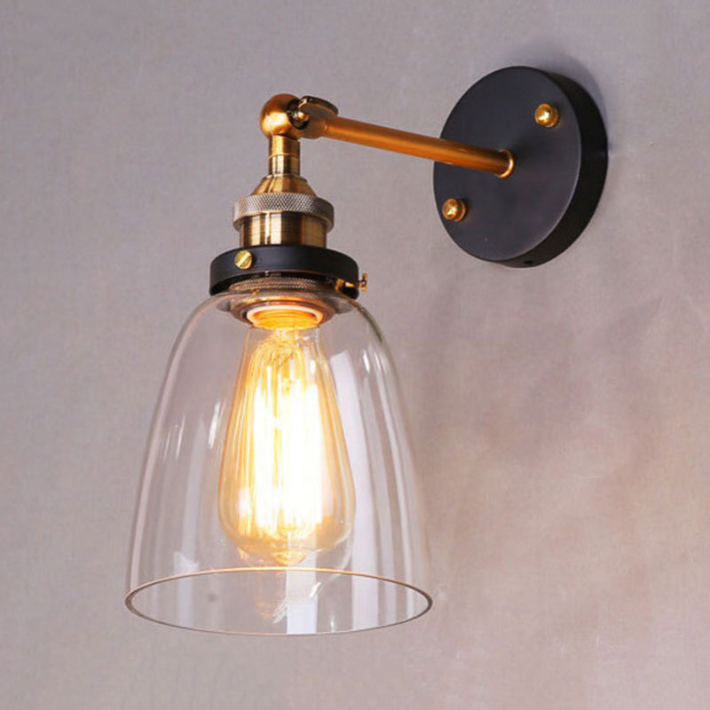 Atlas: Aplique de Pared Industrial de Metal y Vidrio – Negro y Dorado