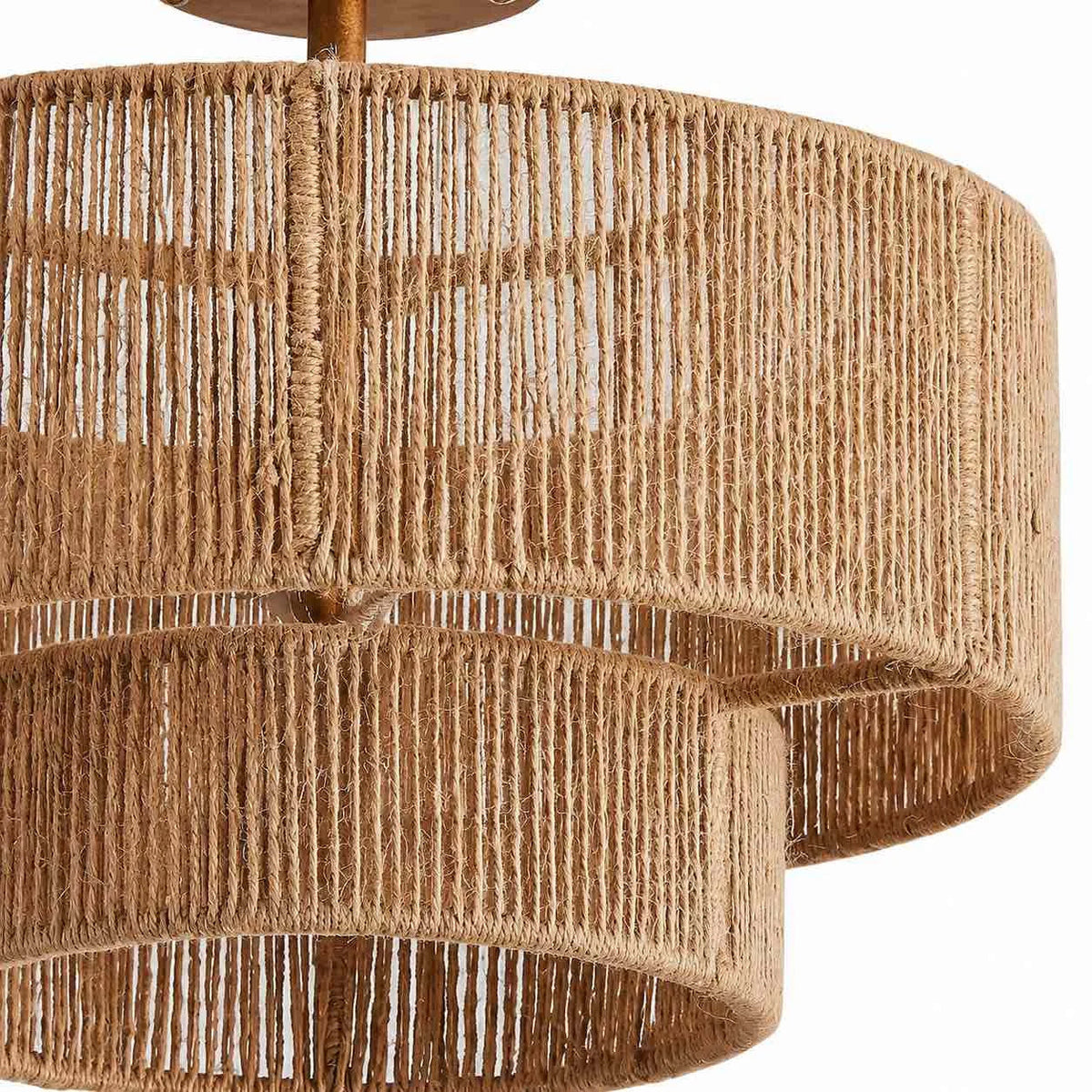 Esparela - Lámpara de Techo Semiempotrada de Cuerda Natural en Dos Niveles
