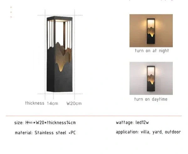 Aplique de pared exterior Negala – medidas del modelo de 60 cm