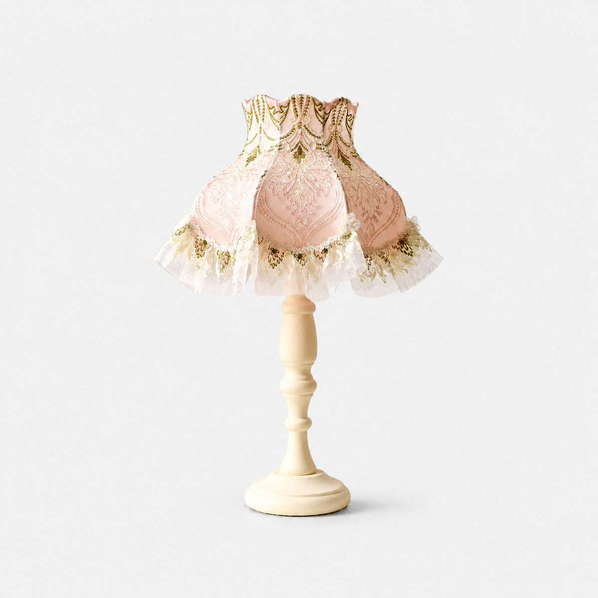 Lámpara de mesa vintage Randela – en rosa pálido con volantes de tul