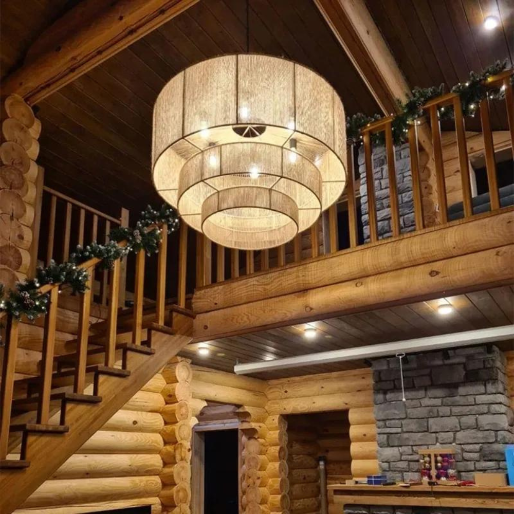 Lámpara colgante de ratán Cestina en un salón de estilo natural – imagen 11