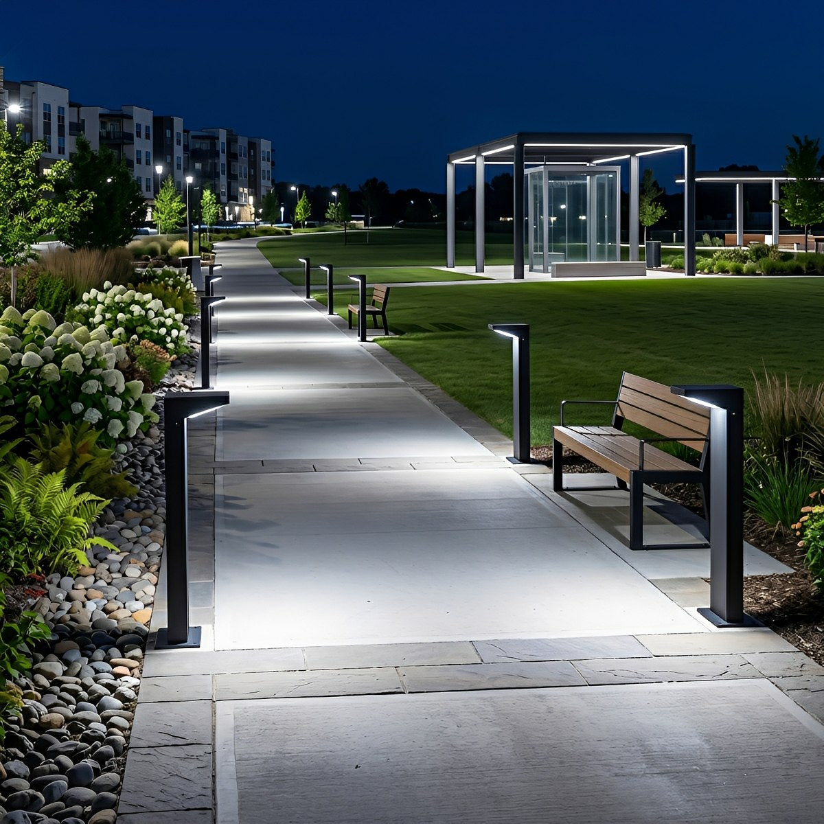 Baliza solar de jardín Kopeta junto a un camino – imagen 7