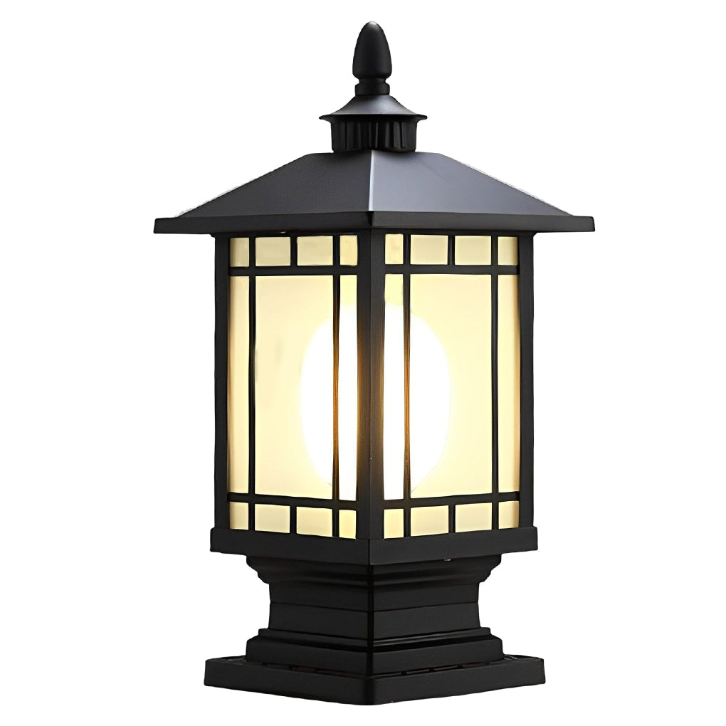 Farol de pilar exterior Kolmara – negro rejilla rectangular