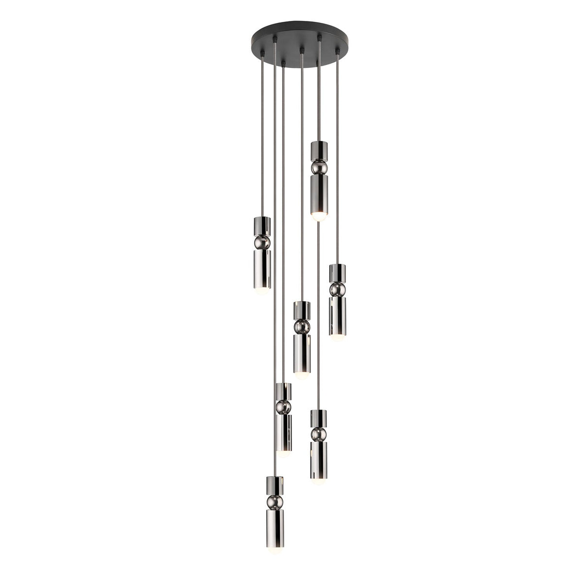 Lámpara colgante tubular Fustela – cromo de 7 luces