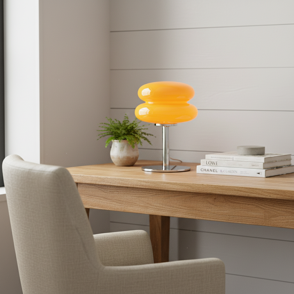 Lámpara de mesa Bauhaus Dulcela en un salón luminoso – imagen 18