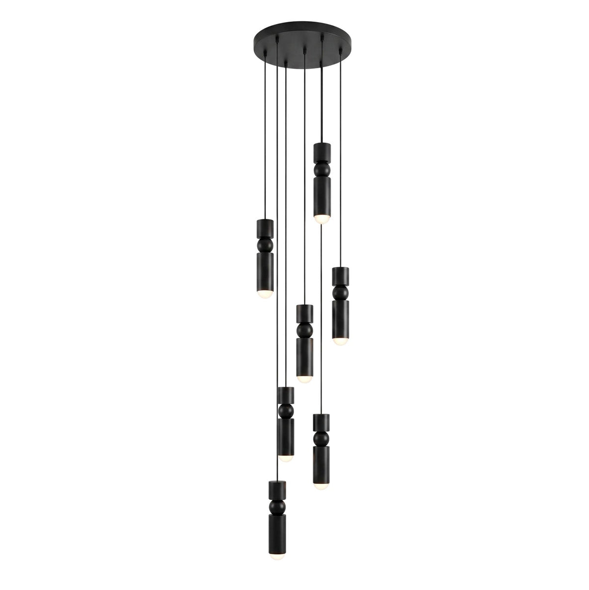 Lámpara colgante tubular Fustela – negra de 7 luces
