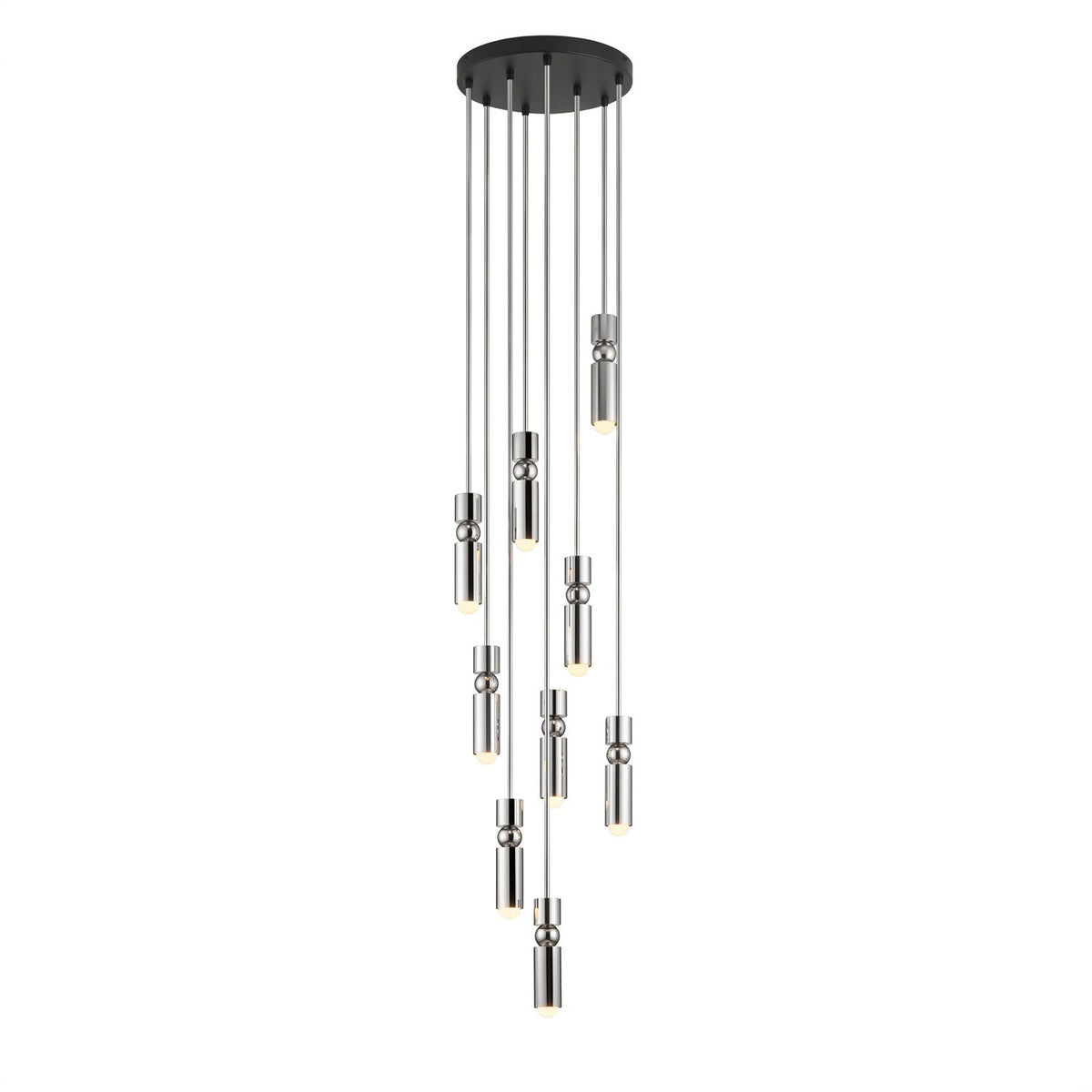 Lámpara colgante tubular Fustela – cromo de 9 luces
