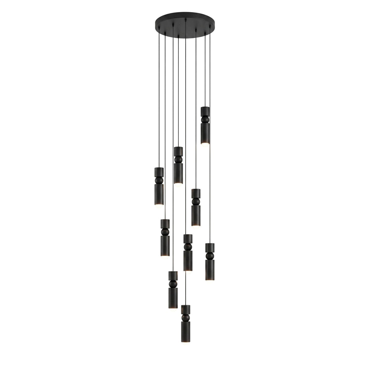 Lámpara colgante tubular Fustela – negra de 9 luces