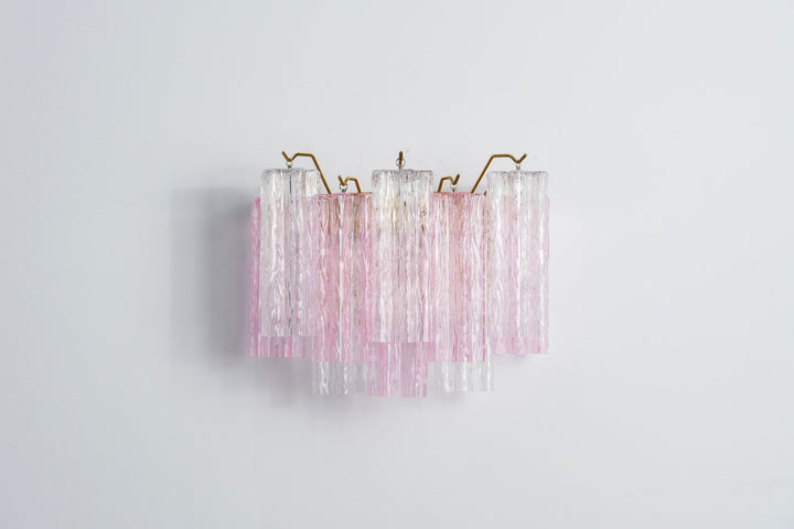 Aplique de pared de tubos de cristal rosa Osmara – tubos de cristal rosa y transparente