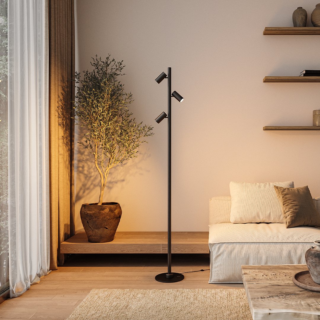 Lámpara de pie LED con focos magnéticos Rielta – vista principal