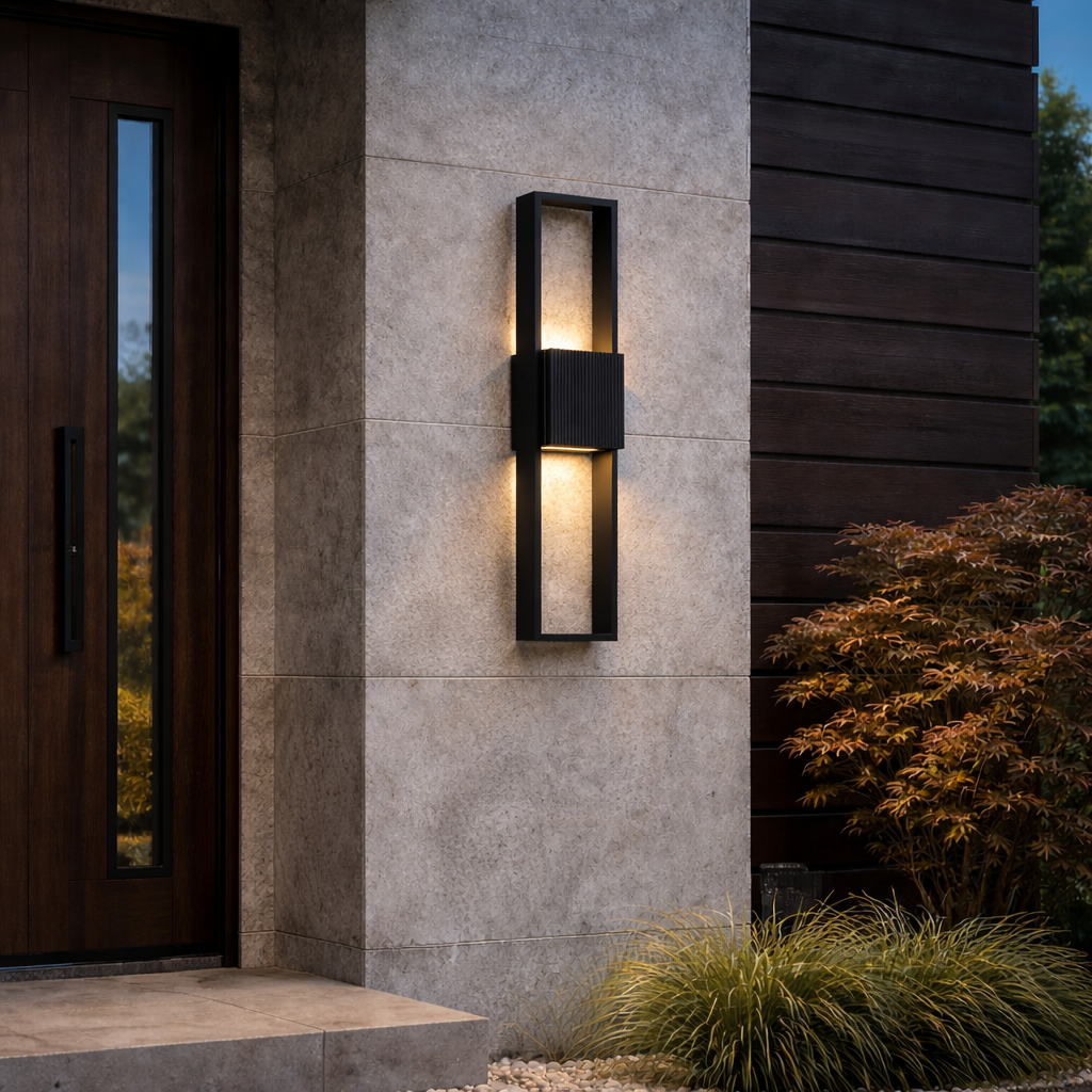 Aplique de pared exterior LED Ribela – alto 61 cm