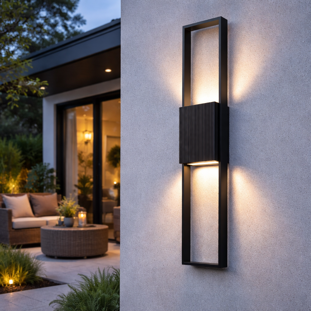 Aplique de pared exterior LED Ribela – alto 81 cm