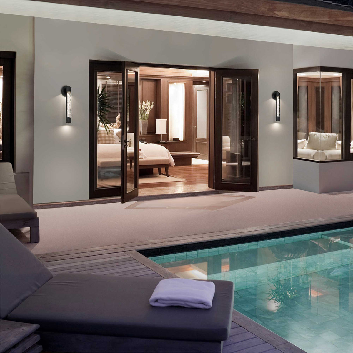 Aplique de pared exterior LED Undara en la entrada de una casa – imagen 4