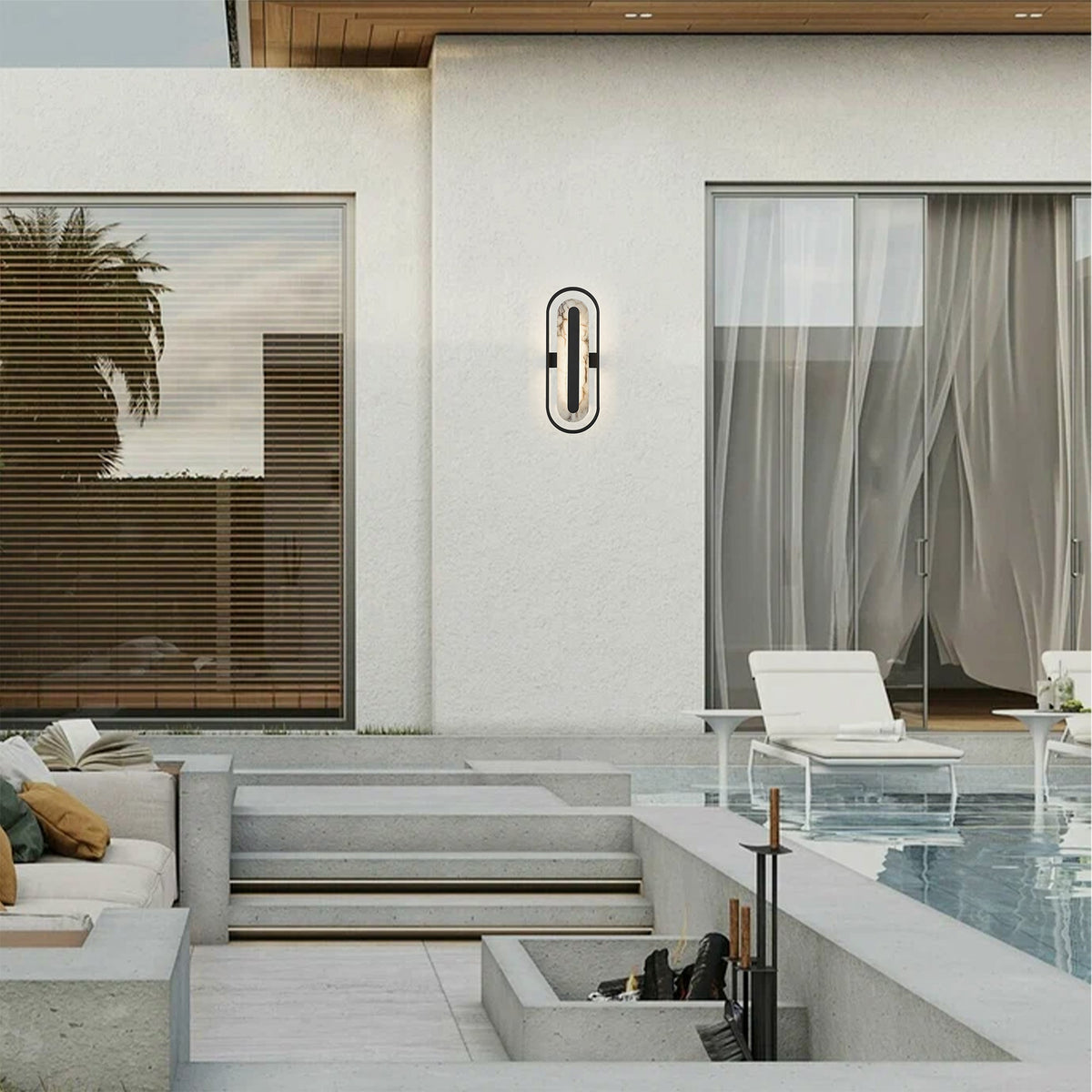 Aplique de pared exterior de mármol Marmia junto a una entrada contemporánea – imagen 4