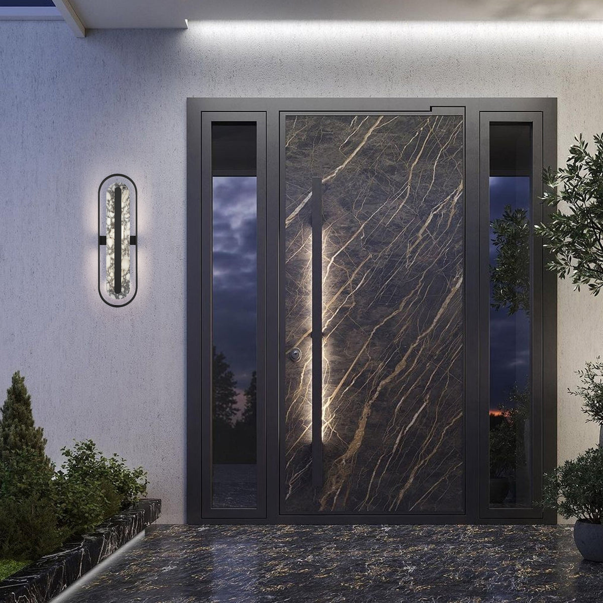 Aplique de pared exterior de mármol Marmia junto a una entrada contemporánea – imagen 6