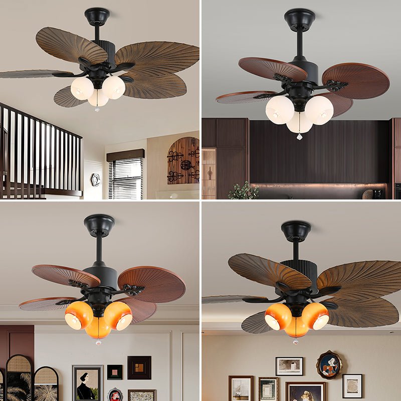 Ventilador de techo con luz Isalma en un salón de estilo tropical – imagen 7