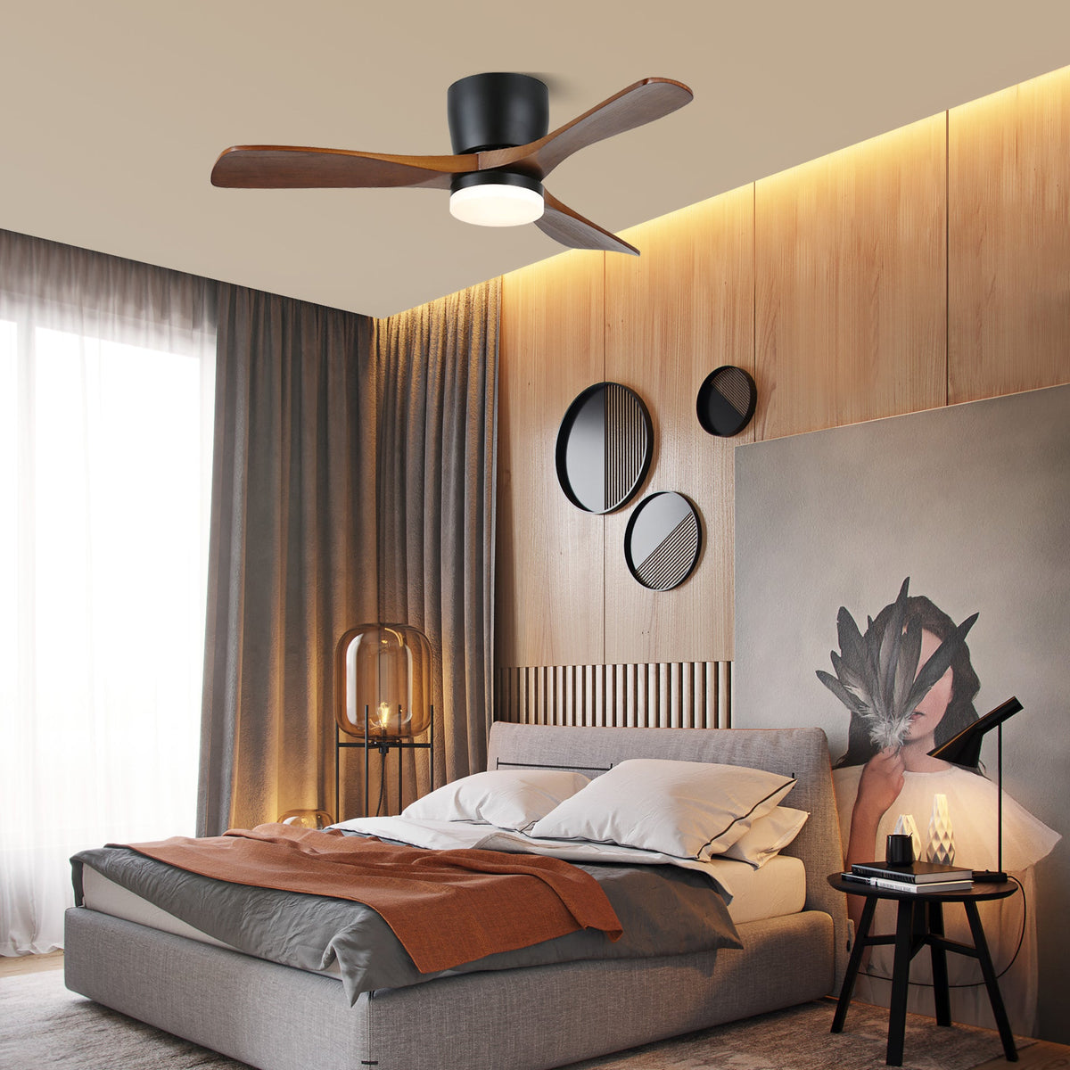 Ventilador de techo con luz Soplana en un salón acogedor – imagen 8
