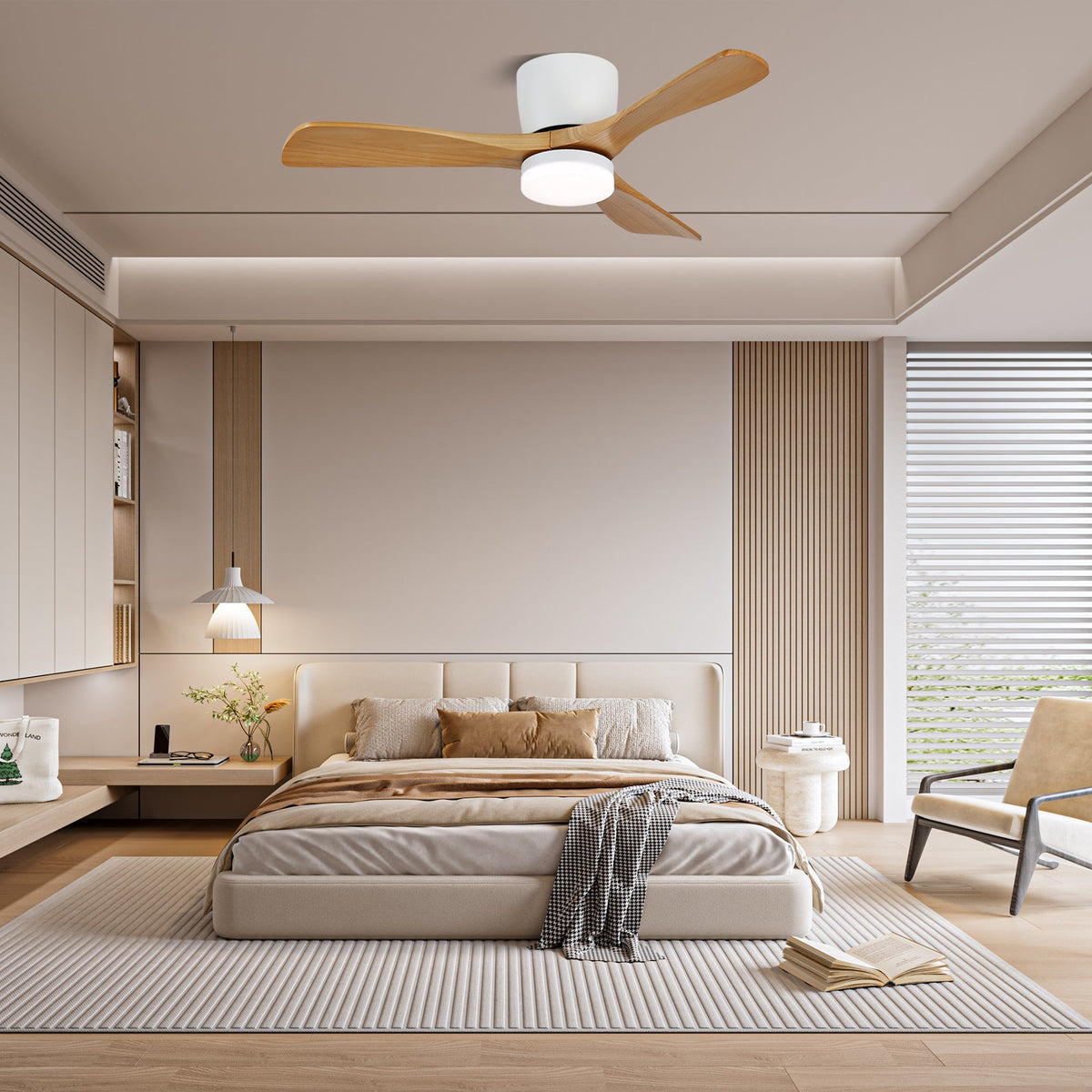 Ventilador de techo con luz Soplana en un salón acogedor – imagen 4