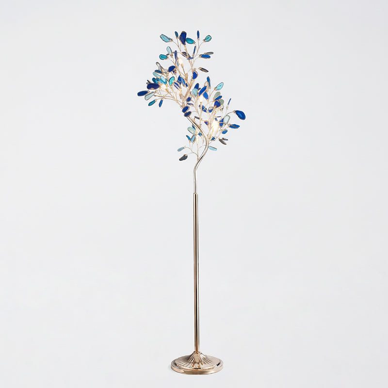 Lámpara de pie árbol con hojas de ágata Jaspira – ágata azul