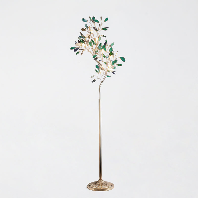 Lámpara de pie árbol con hojas de ágata Jaspira – ágata verde