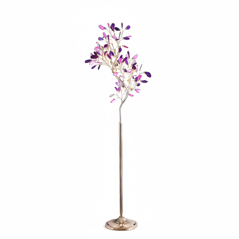 Lámpara de pie árbol con hojas de ágata Jaspira – ágata morada