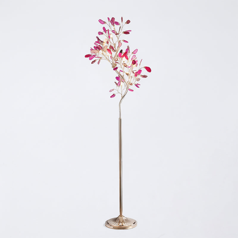 Lámpara de pie árbol con hojas de ágata Jaspira – ágata rosa