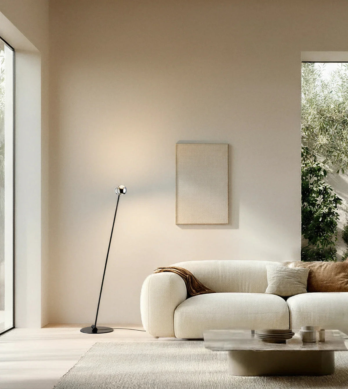 Lámpara de pie LED Ronela en un salón moderno – imagen 5