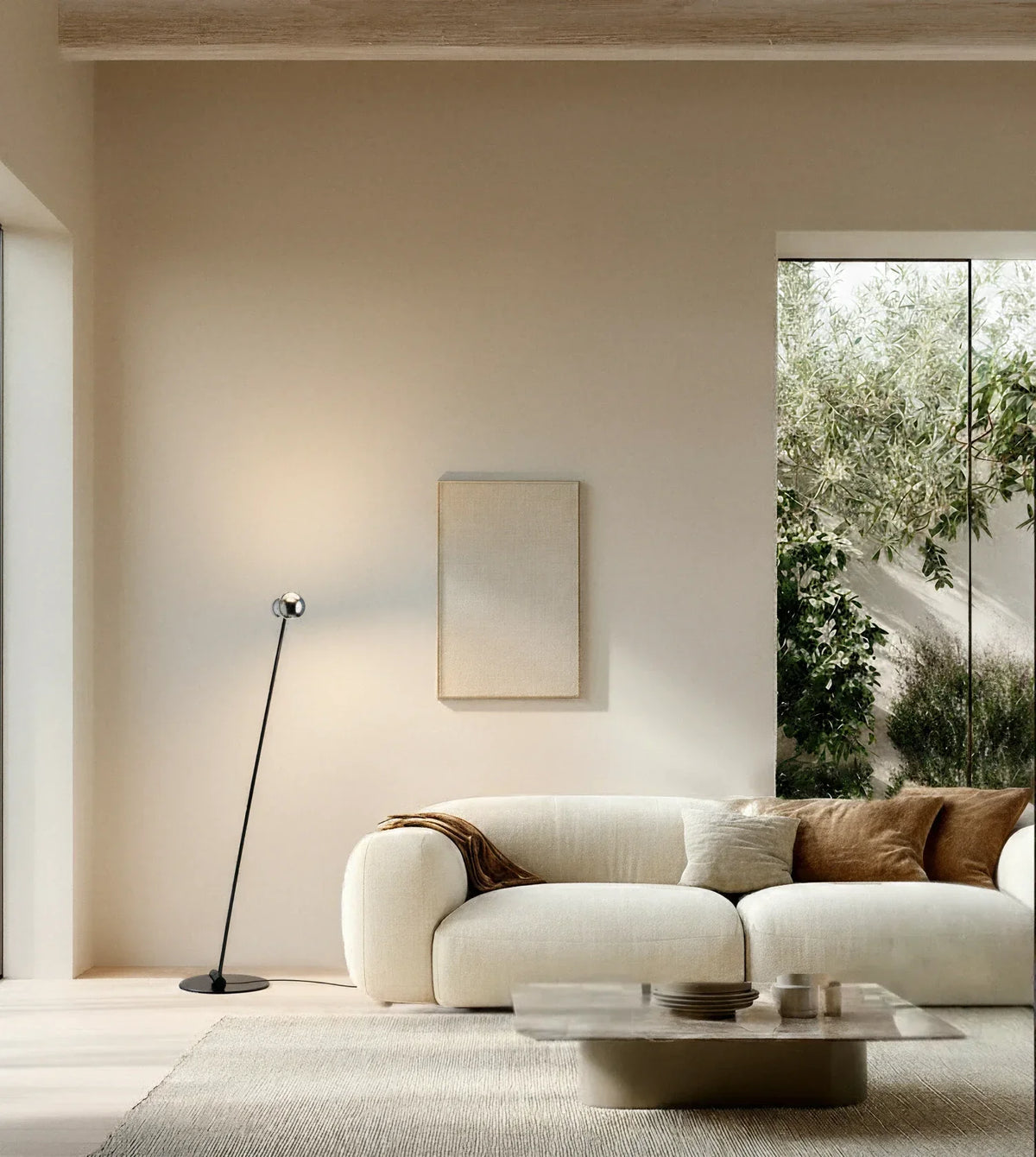 Lámpara de pie LED Ronela en un salón moderno – imagen 12