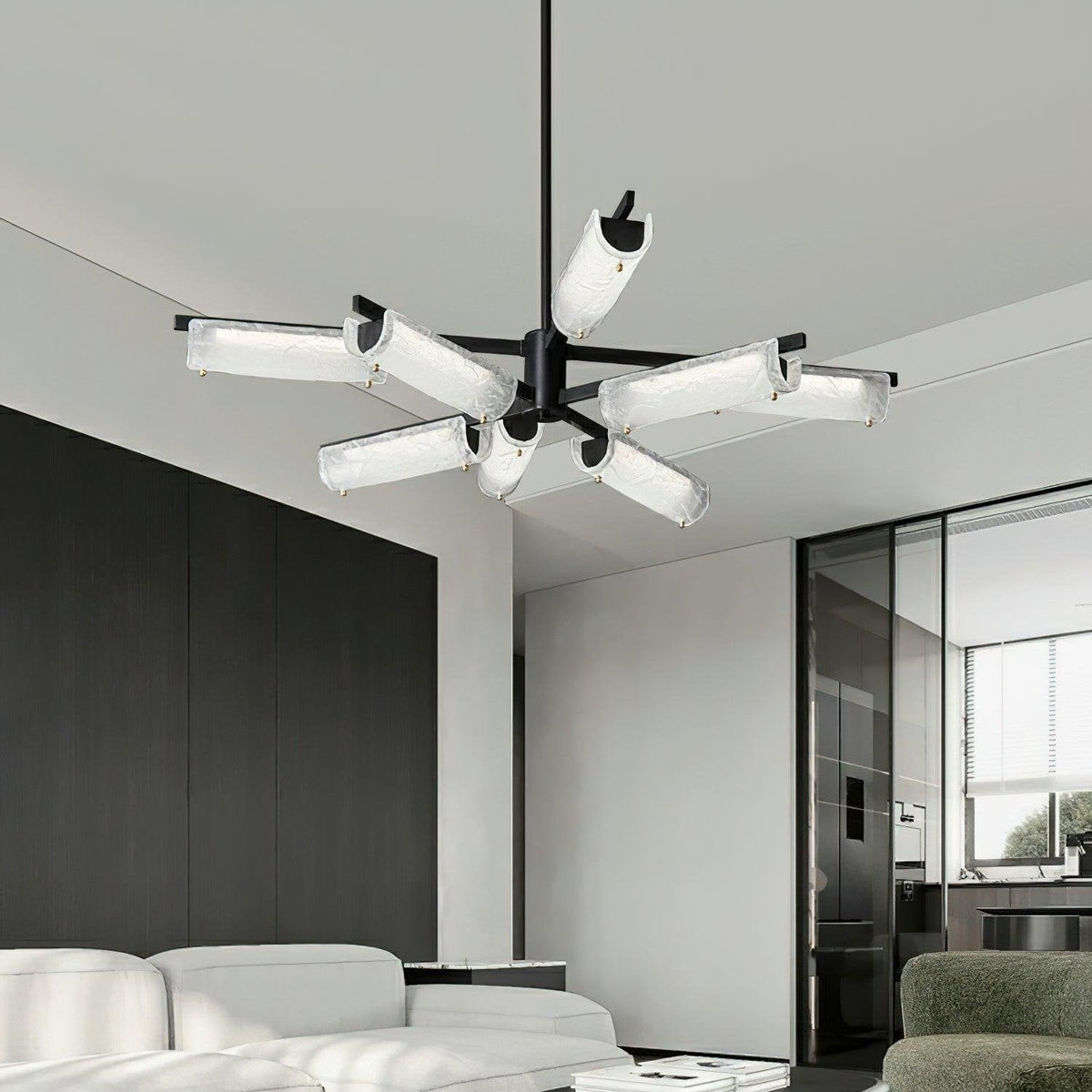 Lámpara de araña LED Gelarvo – en un comedor minimalista