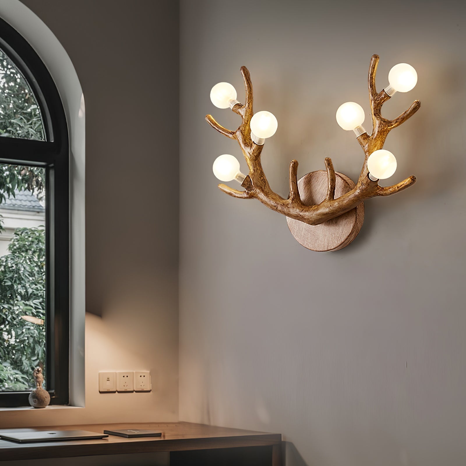 CiervoLuz - Lámpara de Pared de Madera con Diseño Natural