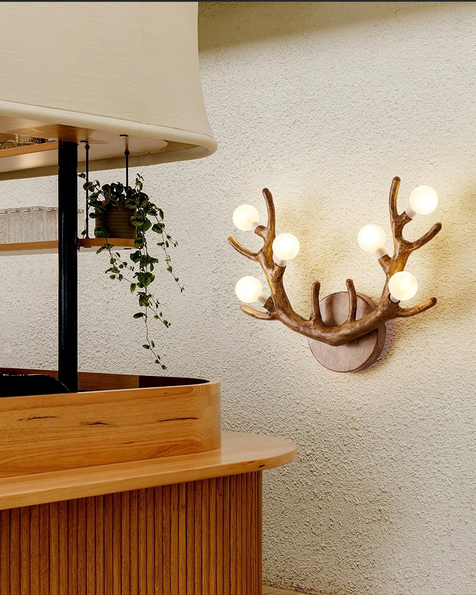 CiervoLuz - Lámpara de Pared de Madera con Diseño Natural